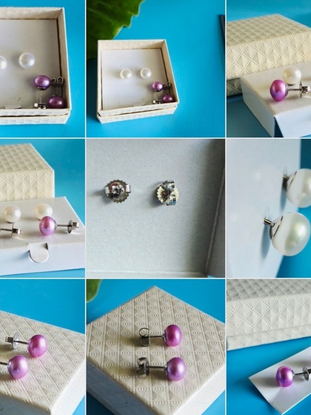 Honora Pearl Stud Earrings - Pink and White Pearls In Stering Silver 925